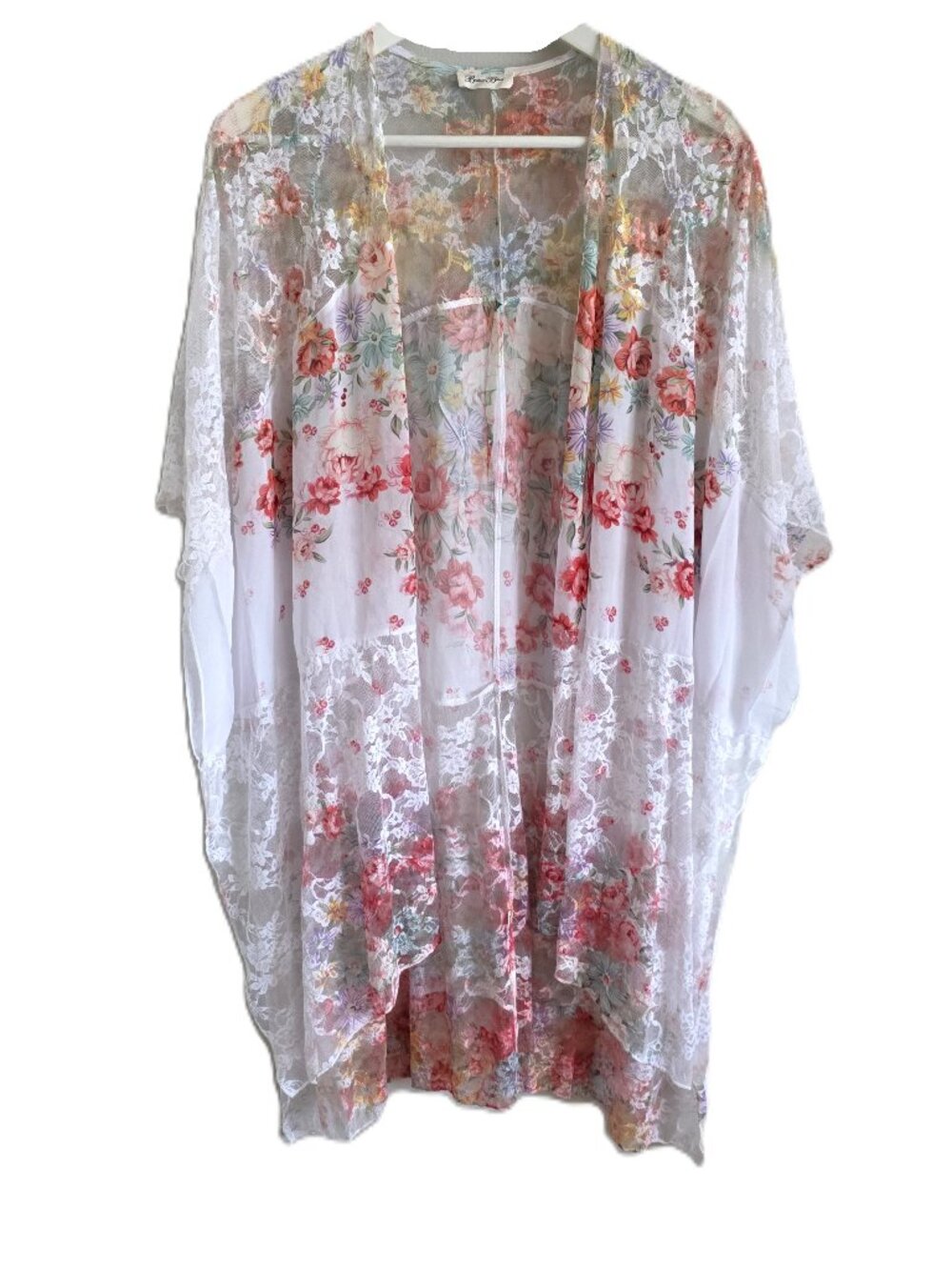 Brittany Black floral lace kimono
